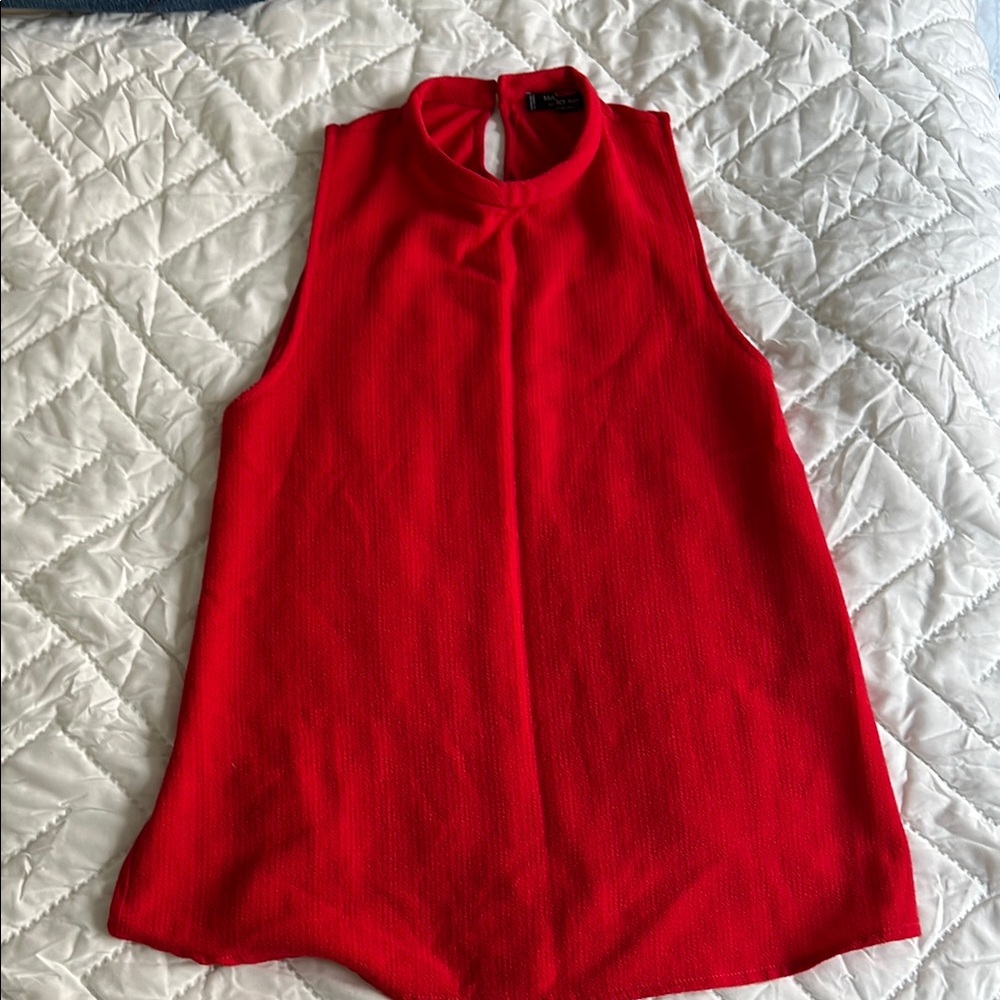 Mango Bold Red Keyhole Top